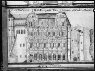Heidelberg Aus Thesaurus Palatinus Arcis Electoralis Heidelbergensis EX Trinseca et Moderna Facies - Friedrichsbau Ansicht von Norden - Zeichnung von Theodor Gottfried Thüm (um 1750)