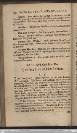 Ad. Tit. XVI. Ord. Proc. Rec. Von der Litis-Contestation