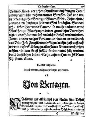VI. Von Bettagen