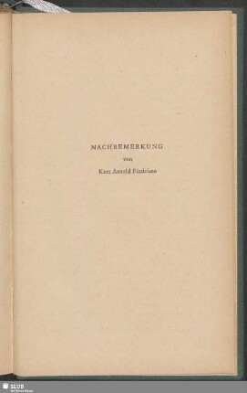 Nachbemerkung von Kurt Arnold Findeisen