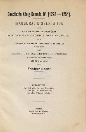Geschichte König Konrads IV. : (1228 - 1254)
