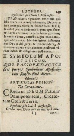 II. Symbolum Apostolicum.