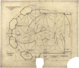 Bestelmeyer, German; Nürnberg (Bayern); Ev. Friedenskirche St. Johannes - Mappe 2: Chor, Gewölbe (Grundriss; Schnitte; Detail)