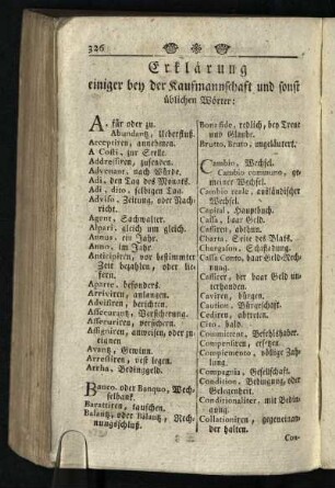 Erklaerung einiger bey der Kaufmannschaft und sonst ueblichen Woerter