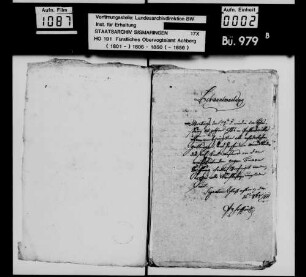 Gantsache des Uhrmachers Karl Meßmer von Pechtensweiler