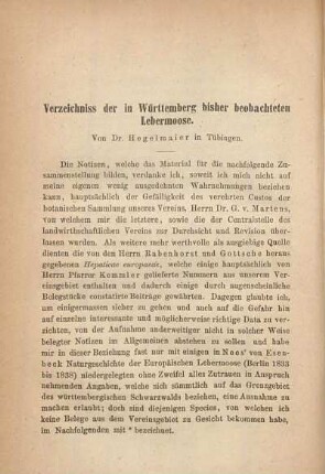 Verzeichnis der in Württemberg bisher beobachteten Lebermoose