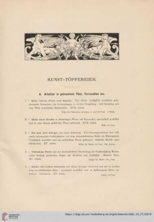 Kunst-Töpfereien (Nr. 1 - 135)