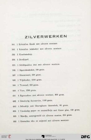 Zilverwerken (Nr. 591-635)