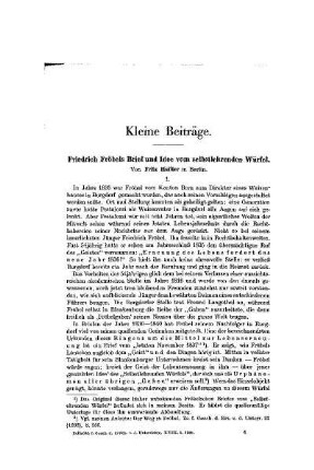 Friedrich Fröbels Brief und Idee vom selbstlehrenden Würfel