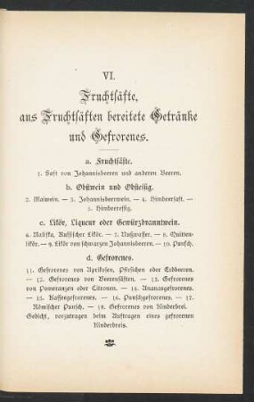 VI. Fruchtsäfte [...] und Gefrorenes.