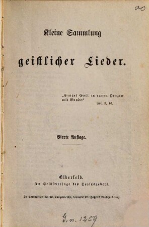 Kleine Sammlung geistlicher Lieder