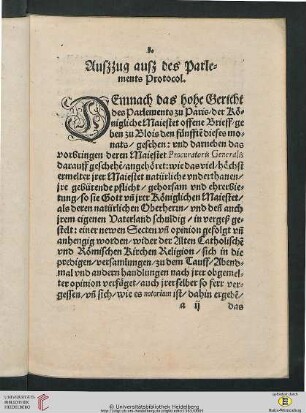 Auszug aufs des Parlements Protocol