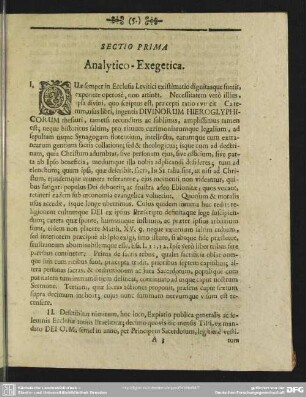 Sectio Prima Analytico - Exegetica