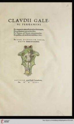 Clavdii Galeni Pergameni De anatomicis administrationibus libri nouem