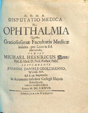 Disputatio Medica De Ophthalmia