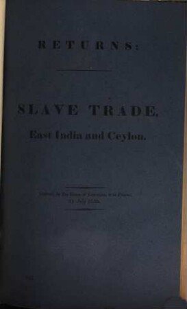 Returns: Slave trade, East India and Ceylon