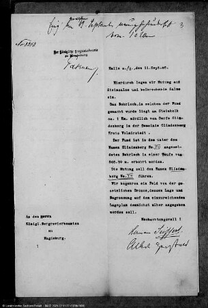 Berechtsame des Salzbergwerks "Glindenberg VIII" bei Glindenberg
