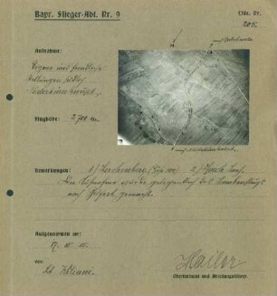 Foto eigener und feindlicher Stellungen südlich von Niederburnhaupt (Luftbild)