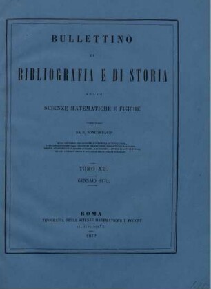 Tomo XII. Gennaio 1879.