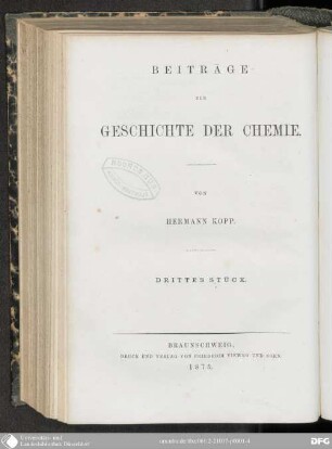 Ansichten über die Aufgabe der Chemie und über die Grundbestandtheile der Körper bei den bedeutenden Chemikern von Geber bis G. E. Stahl : die Entdeckung der Zusammensetzung des Wassers
