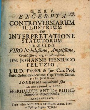 Excerpta controversiarum illustrium de interpretatione statutorum