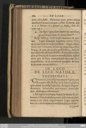 In Loco De Lege Naturae. Theoremata.