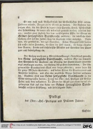 Predigt des Ober-Hof-Predigers und Praelaten Fabers