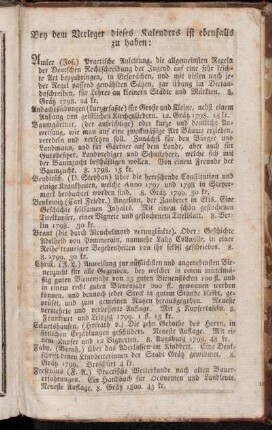 Bey dem Verleger dieses Kalenders ist ebenfalls zu haben:[...]