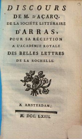 Discours de la Societé lit. d'Arras
