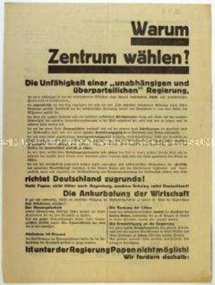 Aufruf der Zentrumspartei zur Reichstagswahl am 6. November 1932
