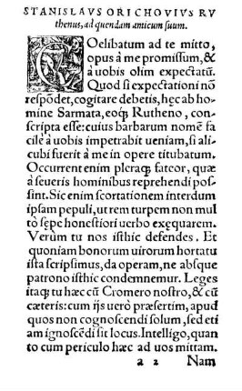 Stanislavs Orichovivs Rvthenus, ad quendam amicum suum.