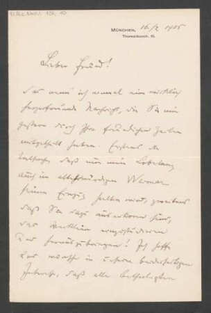 Brief an August Richard : 16.02.1905