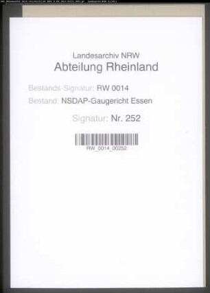 Zurückweisung der Beschwerde des Parteianwärters Heinrich LÜSCHER, geb. 15.2.1898, Wirt in Essen-Bergeborbeck, gegen die Nichtaufnahme wegen einer 1933 erfolgten strafrechtlichen Verurteilung
