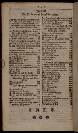 Innhalt der Kirchen- und Hauß-Andachten.