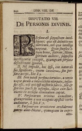Disputatio VIII. De Personis Divinis
