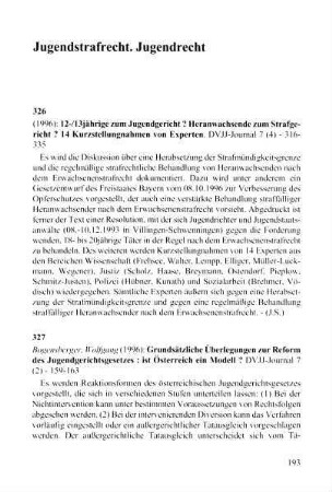 193-204, Jugendstrafrecht. Jugendrecht
