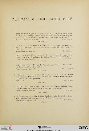 Ölgemälde und Aquarelle (Nr. 1-135)