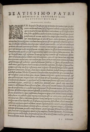 Beatissimo Patri et Domino D. Gregorio XIII. Pontifici Maximo