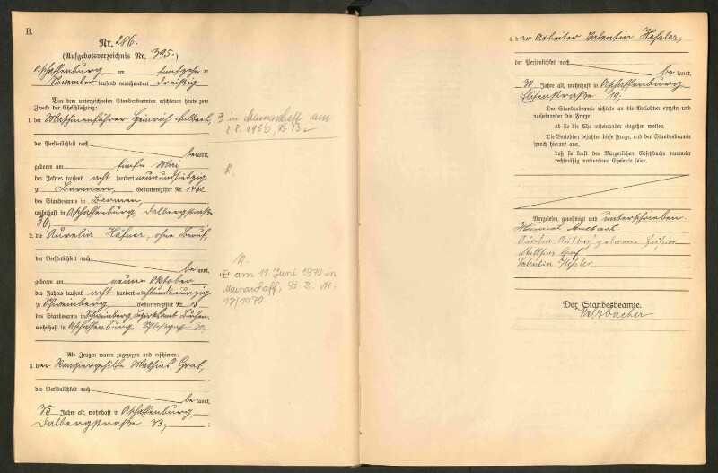 Standesamtsbuch der Stadt Aschaffenburg: Eheschließungen 252/1930 - 130/1931