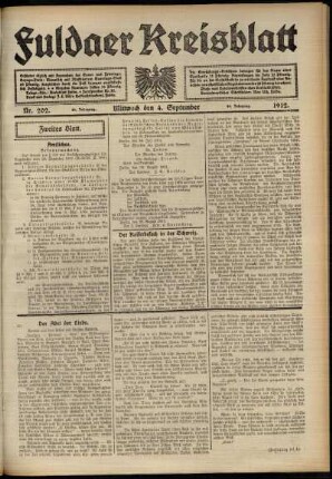 Zweite Ausgabe vom Mittwoch, den 04. September 1912.
