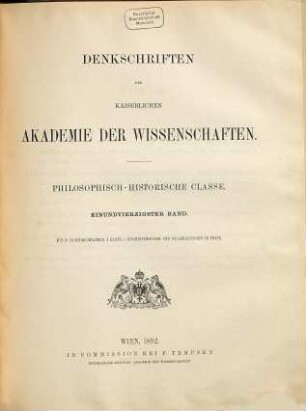 Denkschriften. 41. 1892