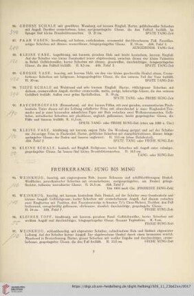Frühkeramik: Sung bis Ming (Nr. 94-275)