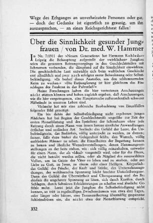 Über die Sinnlichkeit gesunder Jungfrauen