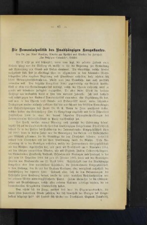 Die Kolonialpolitik des Unabhängigen Kongostaates.