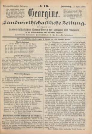 Siebenundfünfzigster Jahrgang. No. 16. Insterburg, 18. April 1889.