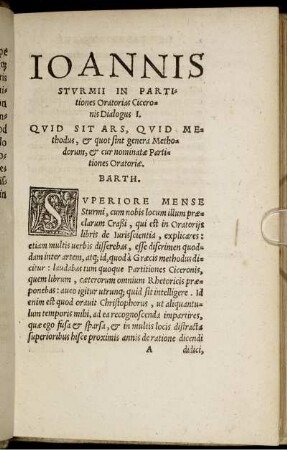 Ioannis Stvrmii in Partitiones Oratorias Ciceronis Dialogus I.