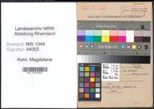 Entnazifizierung Magdalene Kehr , geb. 20.12.1902 (Buchhalterin)