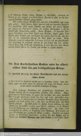 VII. Das Kurfürstenthum Sachsen unter der albertinischen Linie bis zum dreißigjährigen Kriege