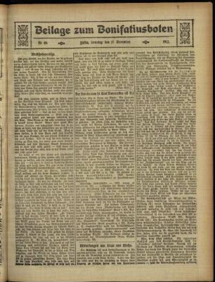 Zweite Ausgabe vom Sonntag, den 17. November 1912.