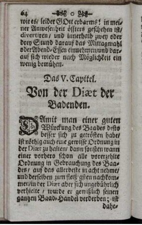 Das V. Capitel. Von der Diaet der Badenden.